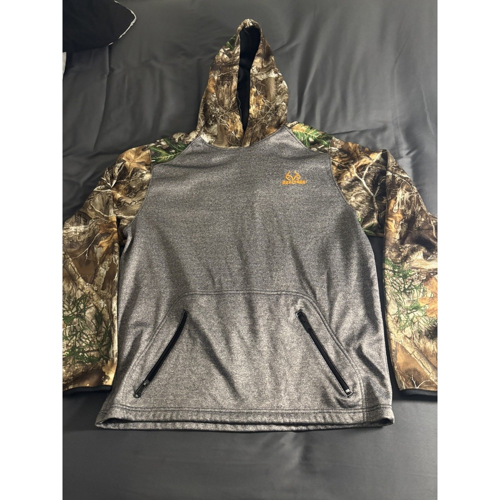 Realtree Camo Hoodie Sweatshirt Mens Medium Gray Heather Performance Pullover